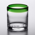 Acopa Tropic 12 oz. Rocks / Old Fashioned Glass with Green Rim - 12/Case