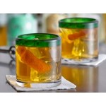 Acopa Tropic 12 oz. Rocks / Old Fashioned Glass with Green Rim - 12/Case