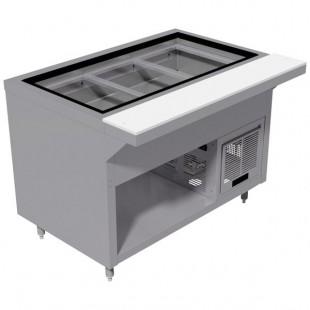 Advance Tabco HDRCP-5-BS Stainless Steel Heavy-Duty Five Well Refrigerated Cold Table with Enclosed Base Advance Tabco HDRCP-5-BS Stainless Steel Heavy-Duty Five Well Refrigerated Cold Table with Enclosed Base