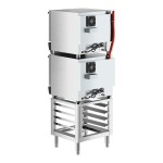 Cooking Performance Group COH-T4-M Double Stacked Electric Thermostatic 4 Tray Half Size Convection Oven with Moisture Injection and Stand - 208-240V Cooking Performance Group COH-T4-M Double Stacked Electric Thermostatic 4 Tray Half Size Convection Oven with Moisture Injection and Stand - 208-240V