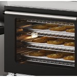 Cooking Performance Group COH-T4-M Double Stacked Electric Thermostatic 4 Tray Half Size Convection Oven with Moisture Injection and Stand - 208-240V Cooking Performance Group COH-T4-M Double Stacked Electric Thermostatic 4 Tray Half Size Convection Oven with Moisture Injection and Stand - 208-240V