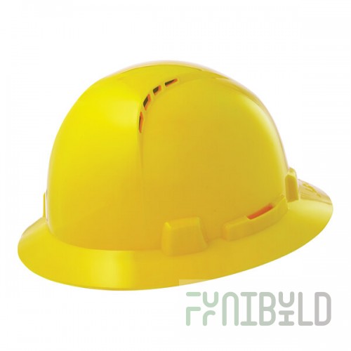 Lift Safety Briggs Yellow 4-Point Ratchet Suspension Vented Full Brim Hard Hat HBFC-7L