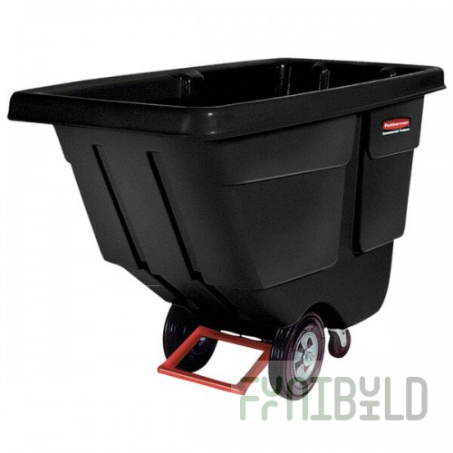 Rubbermaid® 0.5 Cubic Yard Black Rotomolded Tilt Truck / Trash Cart with Hinged Dome Lid (450 lb.)