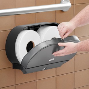 Lavex Double Roll Jumbo Toilet Tissue Dispenser with 12 Toilet Paper Rolls Lavex Double Roll Jumbo Toilet Tissue Dispenser with 12 Toilet Paper Rolls
