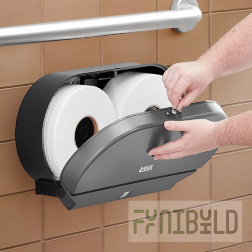 Lavex Double Roll Jumbo Toilet Tissue Dispenser with 12 Toilet Paper Rolls