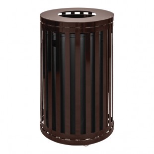 Ex-Cell Kaiser SCTP-40 ND COF Streetscape Coffee Gloss 45 Gallon Round Outdoor Trash Can with Flat Top Lid
