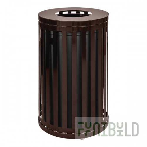 Ex-Cell Kaiser SCTP-40 ND COF Streetscape Coffee Gloss 45 Gallon Round Outdoor Trash Can with Flat Top Lid