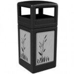 Commercial Zone 732996299 42 Gallon Brown Square Trash Can with Stainless Steel Cattail Panels and Dome Lid Commercial Zone 732996299 42 Gallon Brown Square Trash Can with Stainless Steel Cattail Panels and Dome Lid