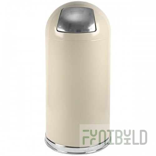 Witt Industries 15DTAL 15 Gallon Almond Steel Round Indoor Decorative Trash Can with Push Door Dome Lid