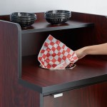 Lancaster Table & Seating Waste 32 Gallon Mahogany Waste Receptacle Enclosure with Drop Hole and Tray Shelf Lancaster Table & Seating Waste 32 Gallon Mahogany Waste Receptacle Enclosure with Drop Hole and Tray Shelf