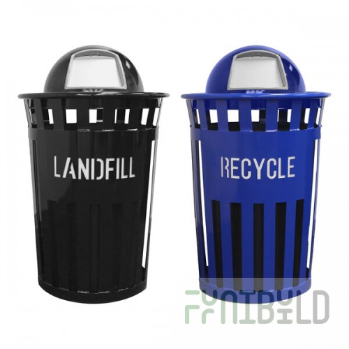 Witt Industries Oakley Eco 72 Gallon 2-Stream Outdoor Recycle Station with Dome Top Lid