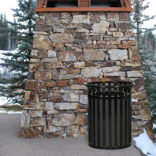 Ex-Cell Kaiser SC-2633 BLK Streetscape Black Gloss 37 Gallon Round Classic Outdoor Trash Can