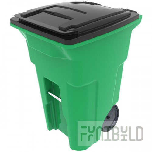 Toter ONA64-63009 Organics 64 Gallon Lime Green Rectangular Rotational Molded Rollout Cart with Lid