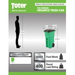 Toter ONA64-63009 Organics 64 Gallon Lime Green Rectangular Rotational Molded Rollout Cart with Lid Toter ONA64-63009 Organics 64 Gallon Lime Green Rectangular Rotational Molded Rollout Cart with Lid