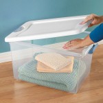 Sterilite 16 Gallon Clear Latch Box with White Lid and Marine Blue Handles 14978006 - 6/Case Sterilite 16 Gallon Clear Latch Box with White Lid and Marine Blue Handles 14978006 - 6/Case