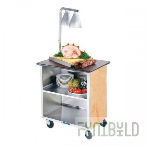 Lakeside 646HRM Heavy-Duty Stainless Steel Three Shelf Flat Top Utility Cart with Enclosed Base and Hard Rock Maple Finish - 22
