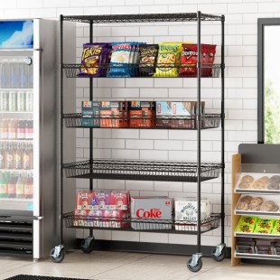Regency NSF Black Epoxy 4 Basket and 1 Shelf Kit - 24