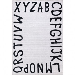 Abani Parker Collection 4' x 6' Cream / Black Contemporary Alphabet Area Rug