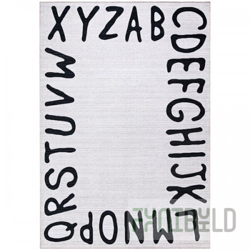 Abani Parker Collection 4' x 6' Cream / Black Contemporary Alphabet Area Rug