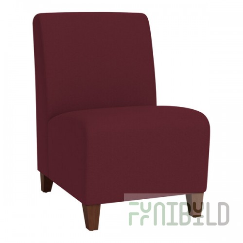 Lesro Ravenna Open House Wine Fabric Guest Chair with Walnut Wood Legs