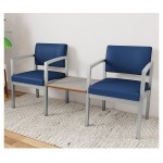 Lesro Lenox Steel Patriot Plus Imperial Blue Vinyl Two Guest Arm Chairs with Sarum Twill Laminate Connecting Table Lesro Lenox Steel Patriot Plus Imperial Blue Vinyl Two Guest Arm Chairs with Sarum Twill Laminate Connecting Table
