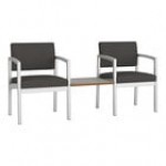Lesro Lenox Steel Patriot Plus Imperial Blue Vinyl Two Guest Arm Chairs with Sarum Twill Laminate Connecting Table Lesro Lenox Steel Patriot Plus Imperial Blue Vinyl Two Guest Arm Chairs with Sarum Twill Laminate Connecting Table