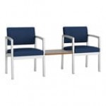 Lesro Lenox Steel Patriot Plus Imperial Blue Vinyl Two Guest Arm Chairs with Sarum Twill Laminate Connecting Table Lesro Lenox Steel Patriot Plus Imperial Blue Vinyl Two Guest Arm Chairs with Sarum Twill Laminate Connecting Table