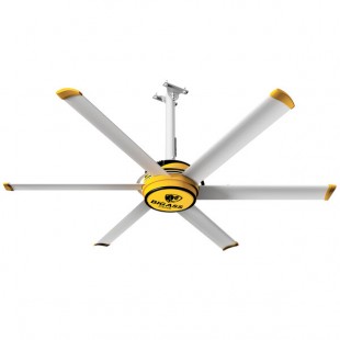 Big Ass Fans 7' Yellow and Silver Aluminum Indoor Shop Ceiling Fan - 110-125V