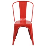 Flash Furniture CH-31230-RED-GG Red Stackable Galvanized Steel Chair with Vertical Slat Back and Drain Hole Seat