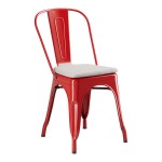 Lancaster Table & Seating Alloy Ruby Red Outdoor Cafe Chair with Gray Fabric Magnetic Cushion Lancaster Table & Seating Alloy Ruby Red Outdoor Cafe Chair with Gray Fabric Magnetic Cushion