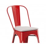 Lancaster Table & Seating Alloy Ruby Red Outdoor Cafe Chair with Gray Fabric Magnetic Cushion Lancaster Table & Seating Alloy Ruby Red Outdoor Cafe Chair with Gray Fabric Magnetic Cushion
