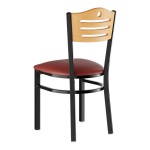Lancaster Table & Seating Black Finish Side Chair with Burgundy Vinyl Seat and Natural Wood Back - Assembled