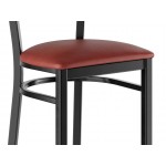 Lancaster Table & Seating Black Finish Side Chair with Burgundy Vinyl Seat and Natural Wood Back - Assembled