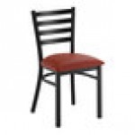 Lancaster Table & Seating Black Finish Side Chair with Burgundy Vinyl Seat and Natural Wood Back - Assembled
