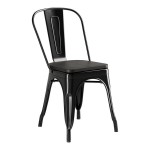 Lancaster Table & Seating Alloy Onyx Black Indoor Cafe Chair with Black Wood Seat Lancaster Table & Seating Alloy Onyx Black Indoor Cafe Chair with Black Wood Seat