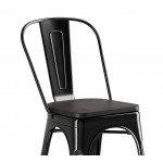 Lancaster Table & Seating Alloy Onyx Black Indoor Cafe Chair with Black Wood Seat Lancaster Table & Seating Alloy Onyx Black Indoor Cafe Chair with Black Wood Seat