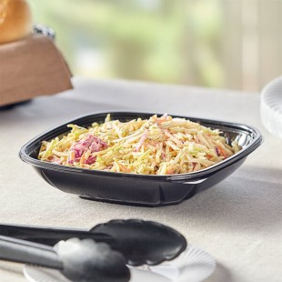 Visions 24 oz. Black PET Plastic Square Catering / Serving Bowl - 300/Case Visions 24 oz. Black PET Plastic Square Catering / Serving Bowl - 300/Case