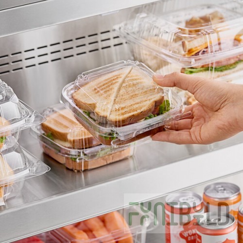 Inline Plastics Safe-T-Fresh 25 oz. Tamper-Resistant, Tamper-Evident Square Hinged Container with Dome Lid - 272/Case