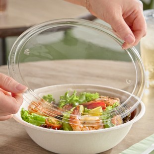 World Centric PLA Plastic Compostable Lid for 32 oz. Wide Fiber Take-Out Bowl - 300/Case