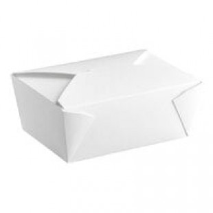 Fold-Pak 04BPWHITEM Bio-Pak White Microwavable Paper #4 Take-Out Containers 7 3/4
