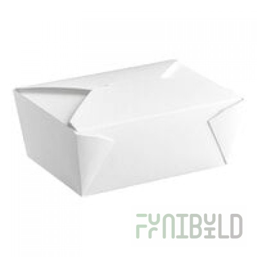 Fold-Pak 04BPWHITEM Bio-Pak White Microwavable Paper #4 Take-Out Containers 7 3/4