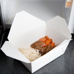 Fold-Pak 04BPWHITEM Bio-Pak White Microwavable Paper #4 Take-Out Containers 7 3/4