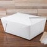 Fold-Pak 04BPWHITEM Bio-Pak White Microwavable Paper #4 Take-Out Containers 7 3/4