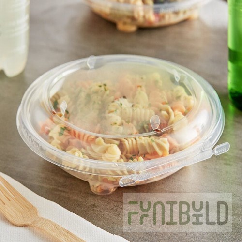 Inline Plastics Safe-T-Chef 20 oz. Tamper-Resistant, Tamper-Evident Vented Round Hinged Container with Dome Lid - 240/Case