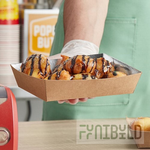 Carnival King 8 lb. Large Foiled Paper Food Tray 6 5/16
