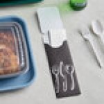 Dinex Black Bon Appetit Paper Cutlery Caddy with Napkin - 600/Case Dinex Black Bon Appetit Paper Cutlery Caddy with Napkin - 600/Case