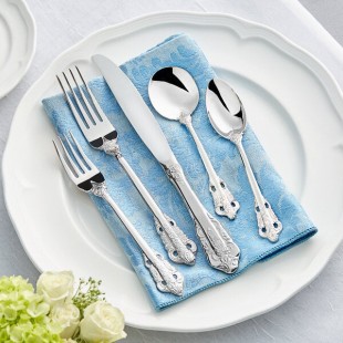 Acopa Ophelia 18/10 Stainless Steel Extra Heavy Weight Flatware 5 Piece Set - Sample Acopa Ophelia 18/10 Stainless Steel Extra Heavy Weight Flatware 5 Piece Set - Sample