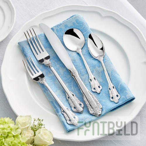 Acopa Ophelia 18/10 Stainless Steel Extra Heavy Weight Flatware 5 Piece Set - Sample
