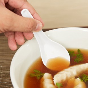 GET M-6030-W 0.65 oz. White Melamine Soup Spoon - 12/Pack