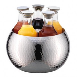 Frilich ESC060E003 5-Carafe Double Wall Hammered Stainless Steel Beverage Tub Set Frilich ESC060E003 5-Carafe Double Wall Hammered Stainless Steel Beverage Tub Set